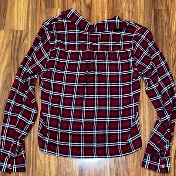 Style Envy Button Up Top Plaid Tie Front Womens Size Small - Picture 7 of 8